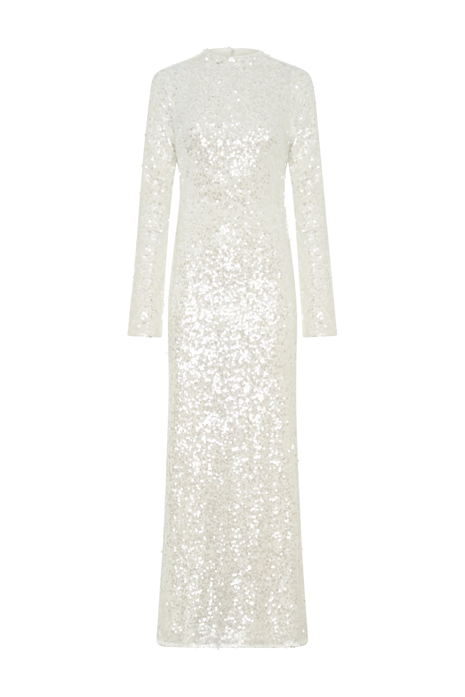 Sofia Long Sleeve Sequin Maxi Dress White