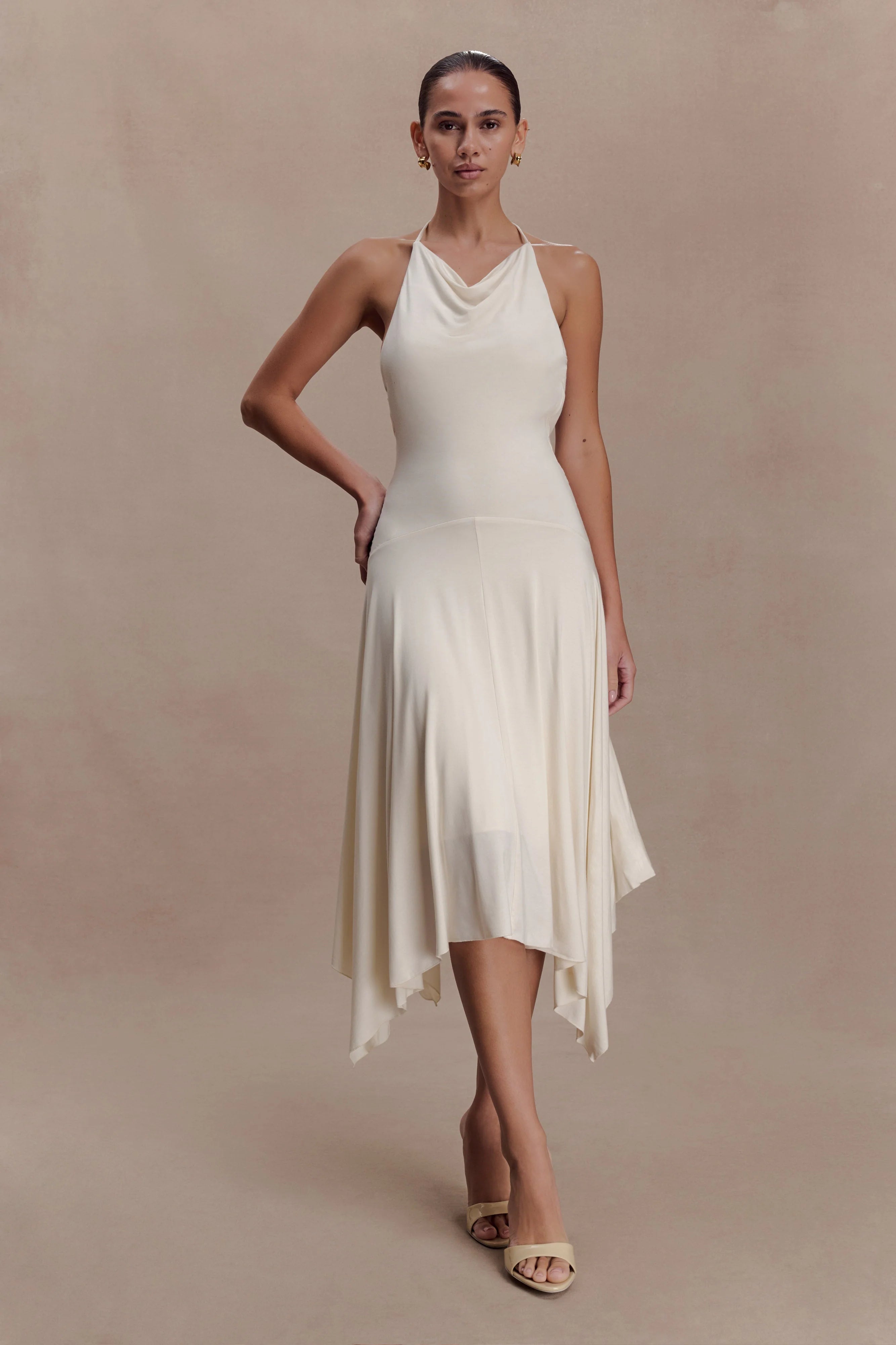 Sylvie Modal Hankie Midi Dress Ivory