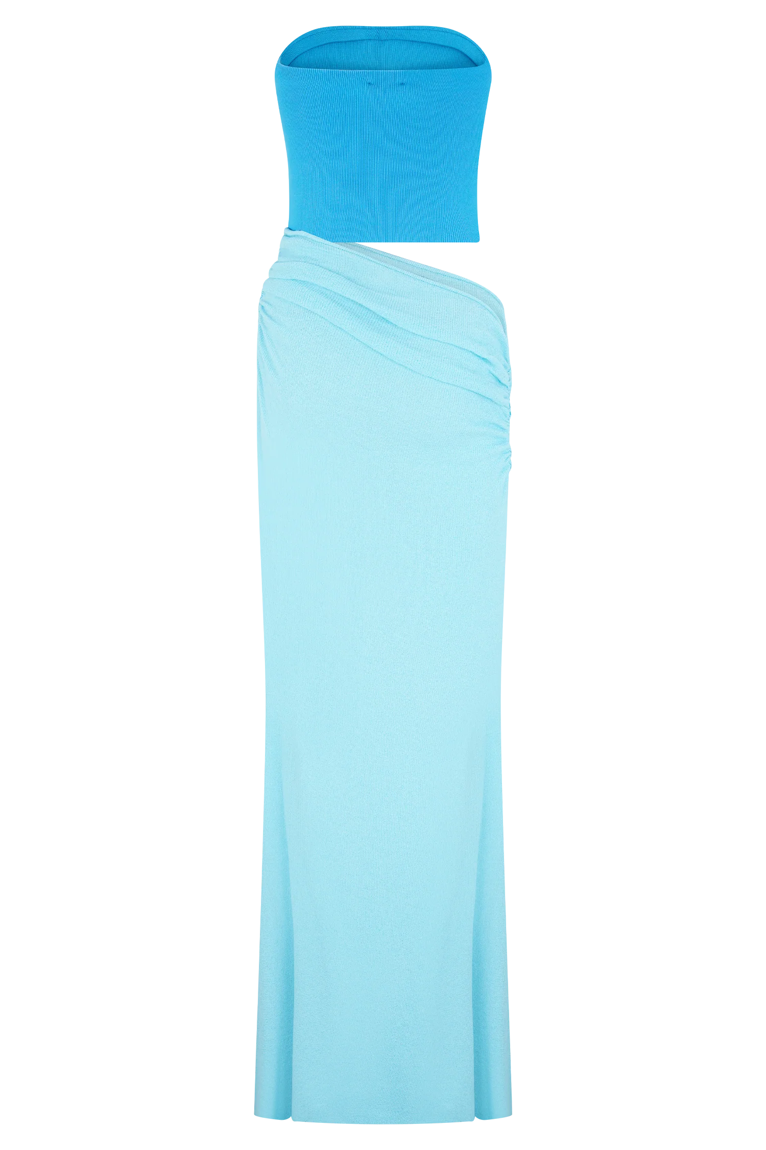 Jasiel Strapless Knit Maxi Dress Cyan Blue