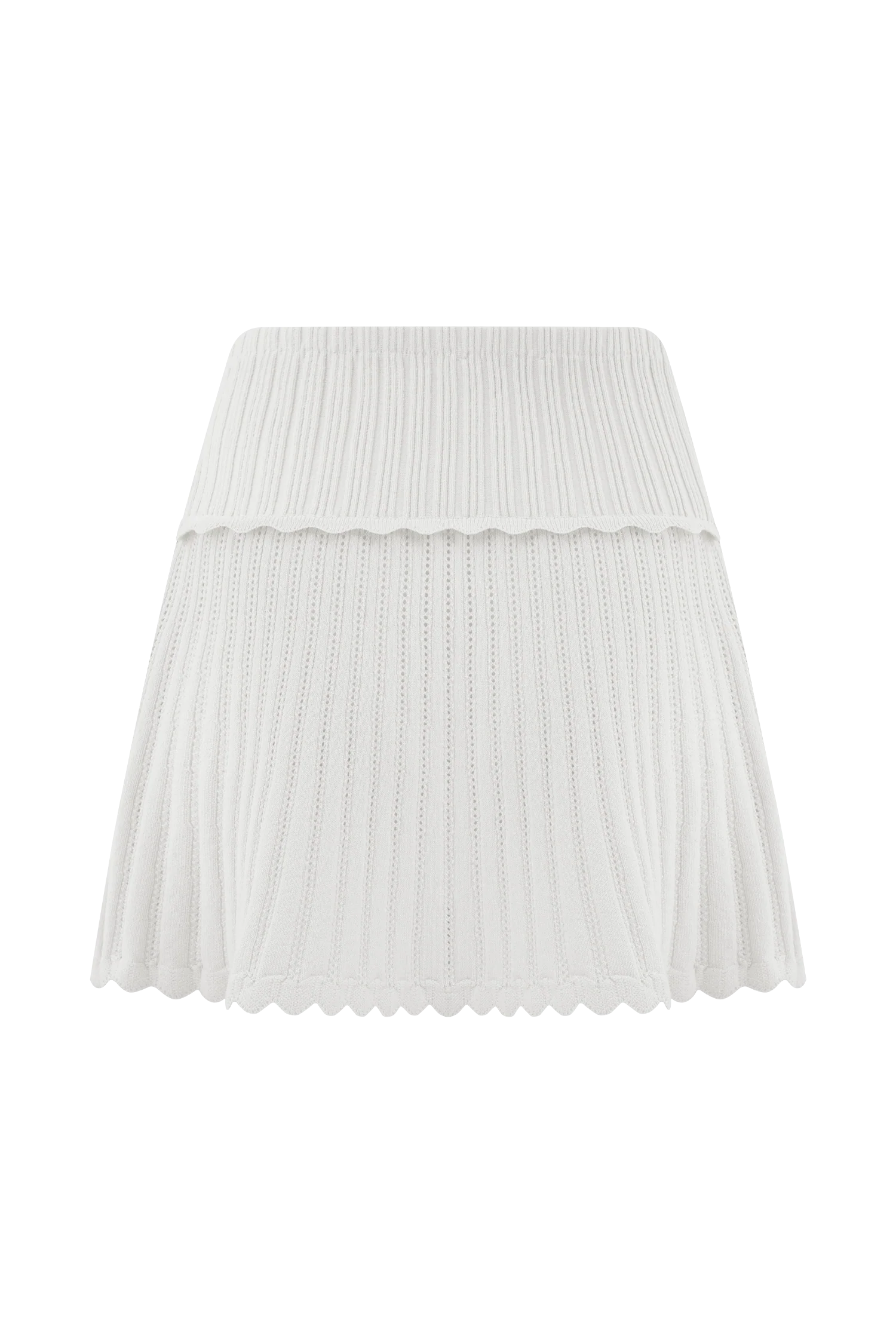 Indy Pointelle Knit Mini Skirt Ivory