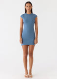 Sending Postcards Mini Dress Coastal Blue
