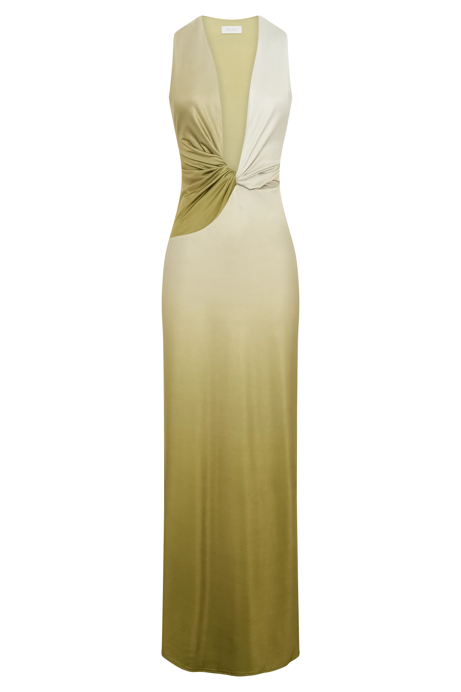 Stella Draped Slinky Maxi Dress Ombre Vintage Olive