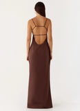 Off The Table Linen Maxi Dress Chocolate