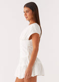 Ember Haze Boat Neck Mini Dress Off White