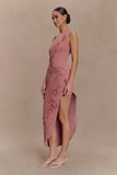 Virginia Suiting Embroidered Midi Dress Burnt Rose