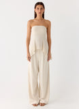 Delong Low Rise Linen Pants Oatmeal