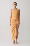 Birgit Linen Midi Dress With Hardware Deep Peach