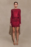 Darius Diamante Cowl Mini Dress Wine