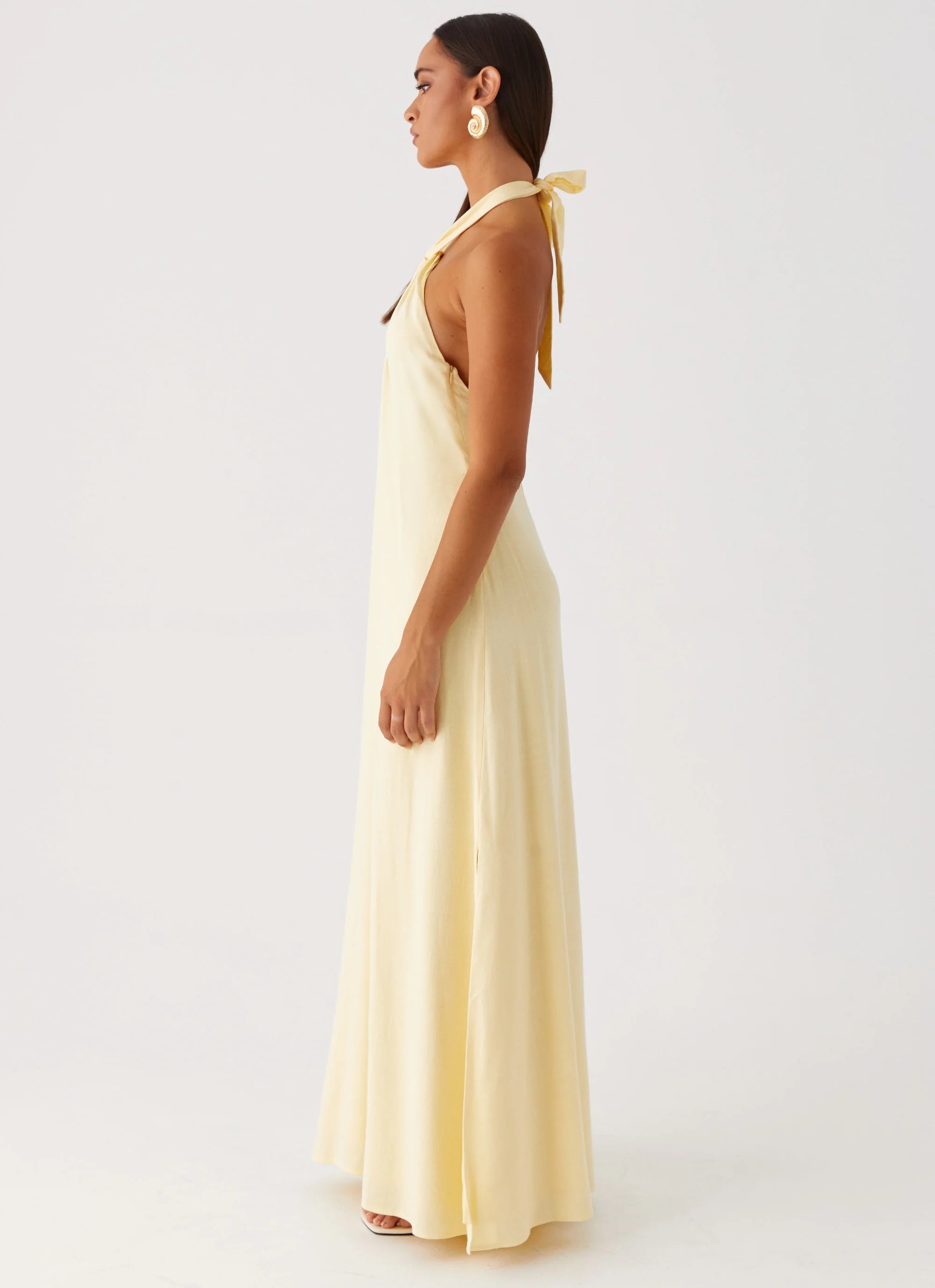 Golden Child Linen Maxi Dress Yellow