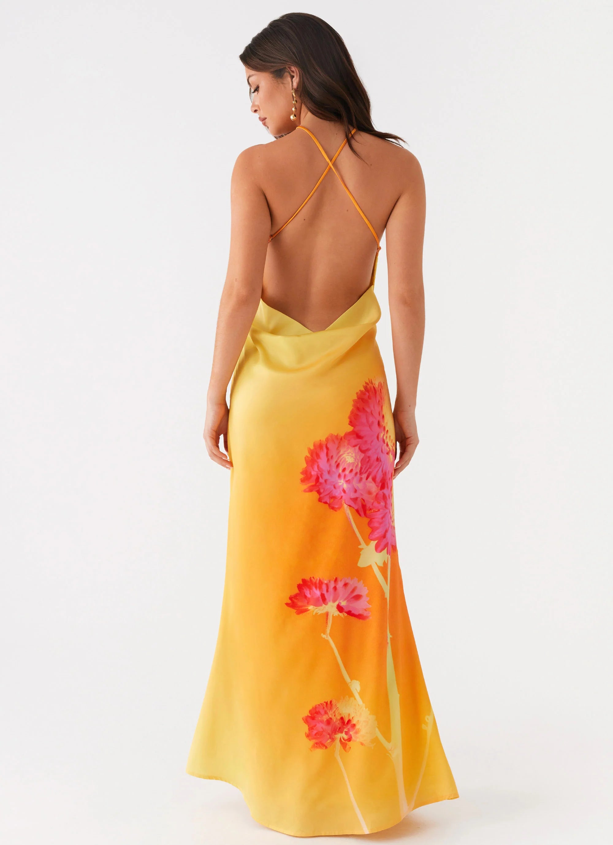 Chloe Maxi Dress Orange Floral