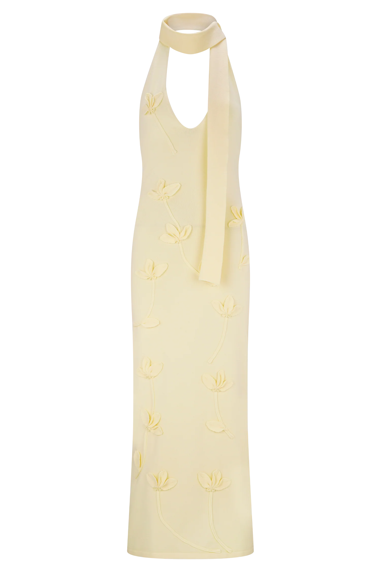 Wynn Floral Knit Midi Dress Lemon