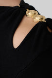 Ricky Knit Long Sleeve Longline Top Black
