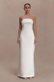 Sloane Strapless Maxi Dress With Pearls White