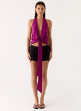 Right Back Halter Top Maroon