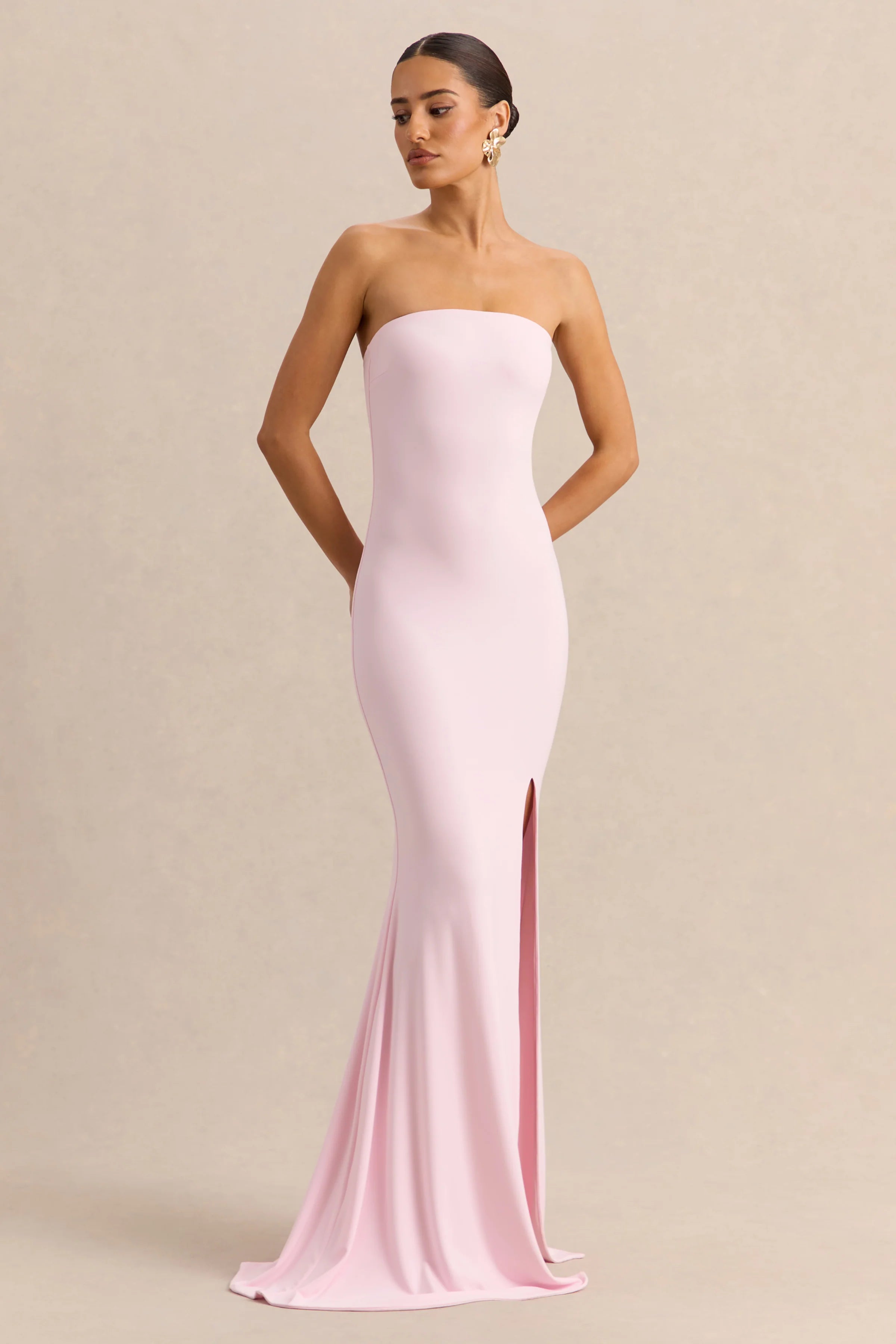 Melva Light Pink Bandeau Maxi Dress