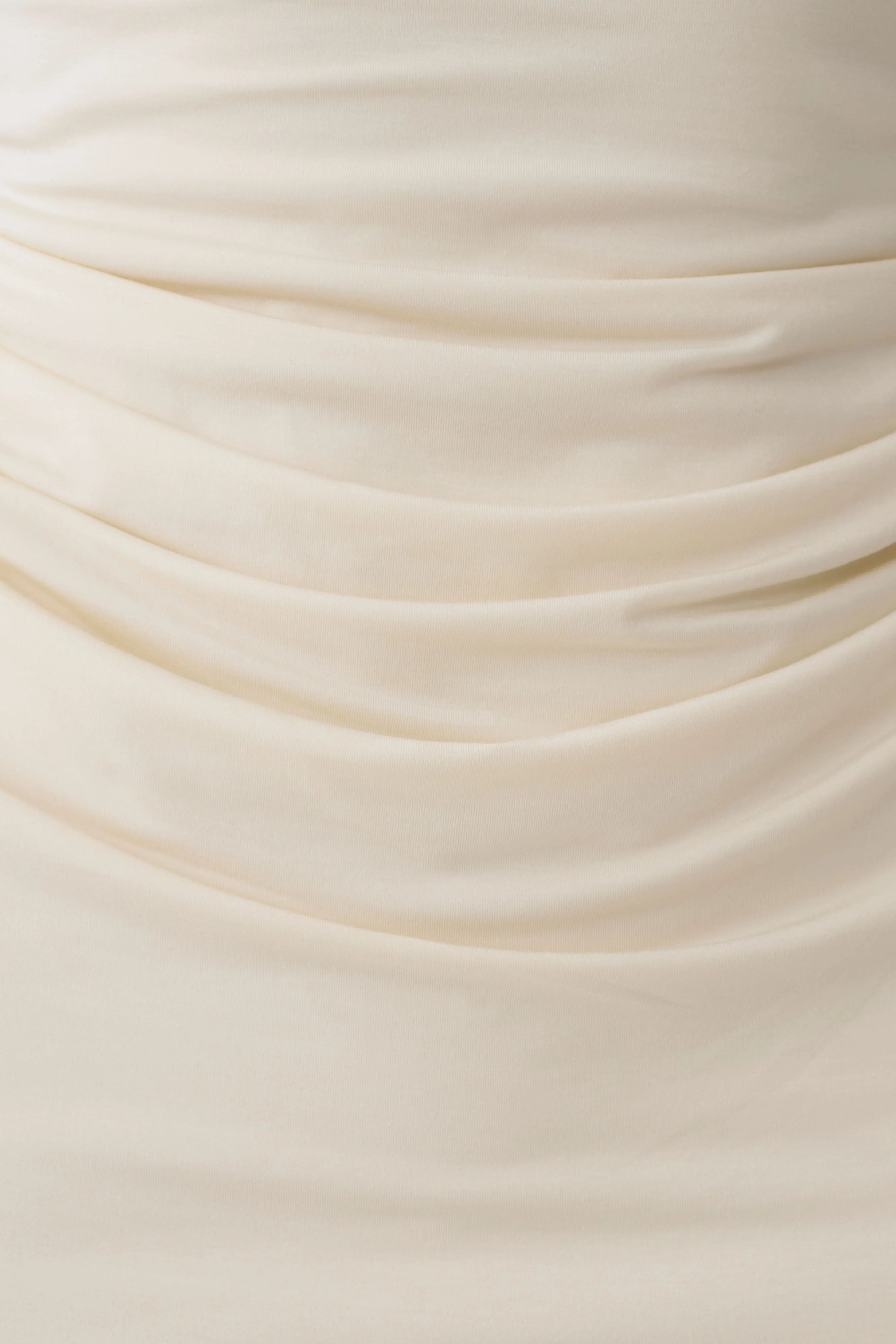 Vina Gathered Jersey Midi Dress Ivory