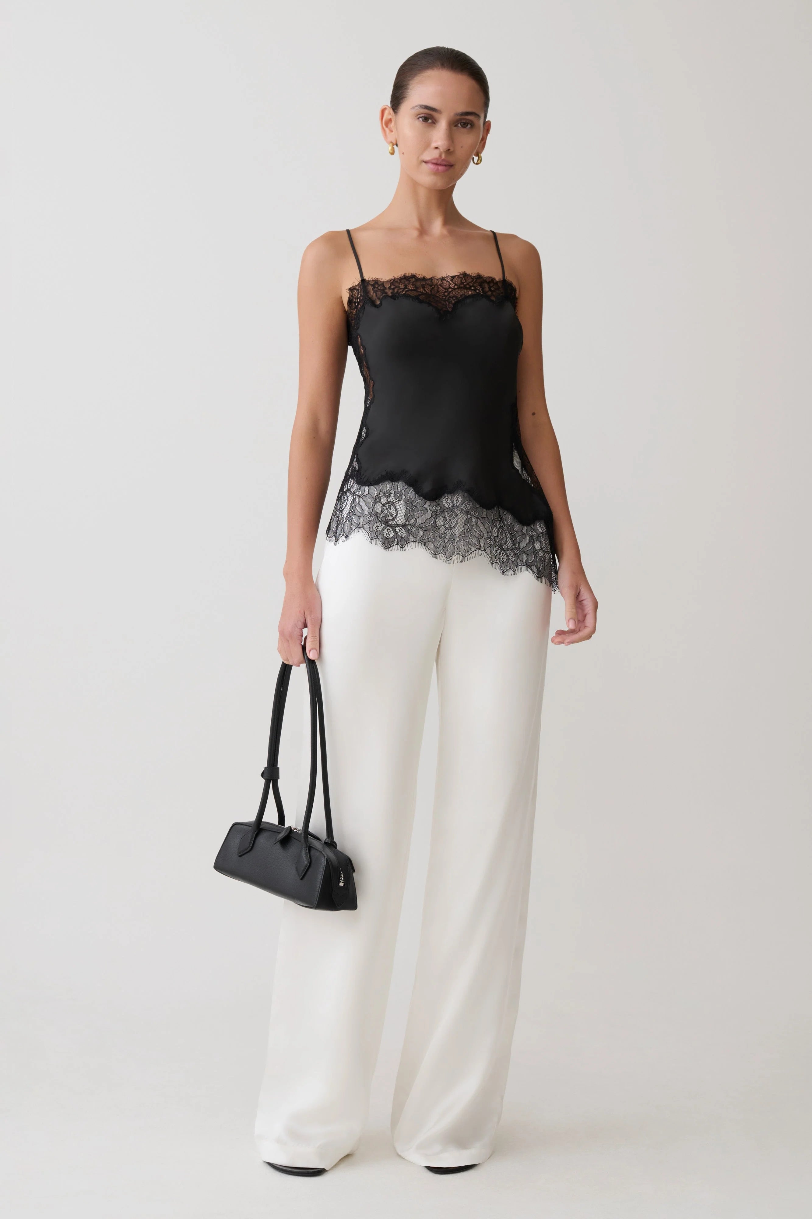 Miriam Satin Lace Camisole Black