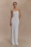 Mirren Strapless Slinky Maxi Dress White
