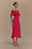 Molly Off Shoulder Knit Midi Dress Raspberry