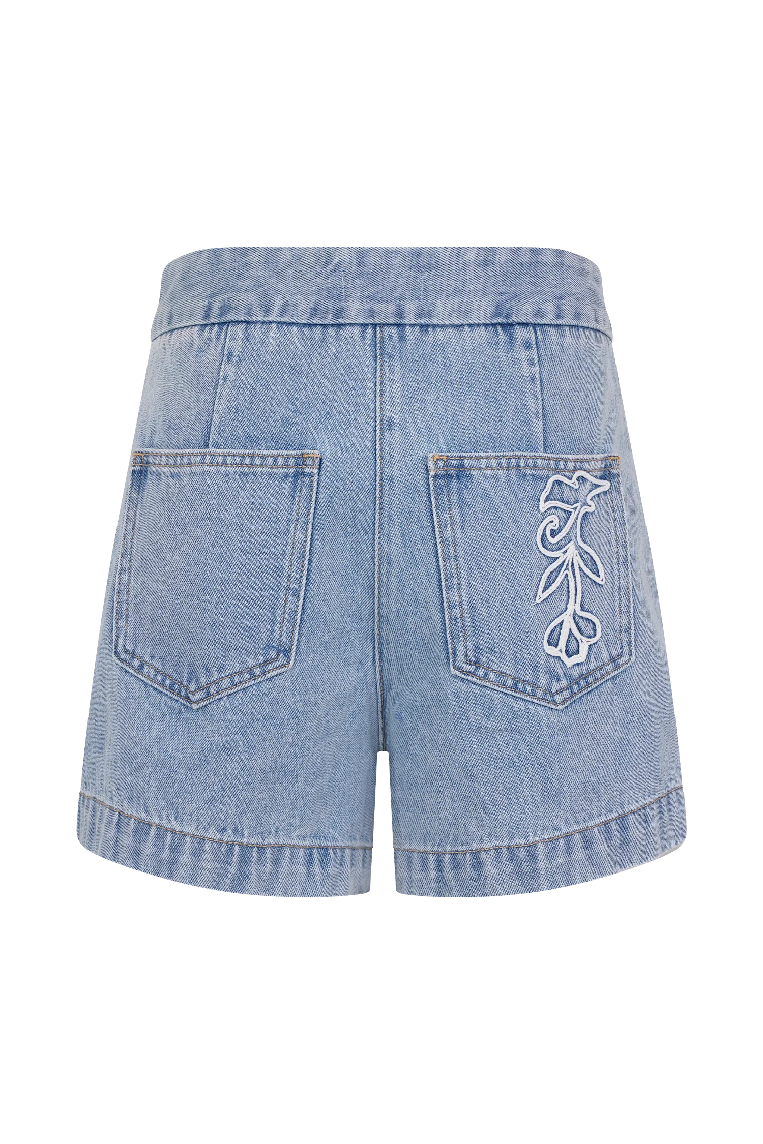 Kylee Embroidered Shorts Mid Blue