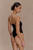 Aoife Strapless Mesh Bodysuit Black
