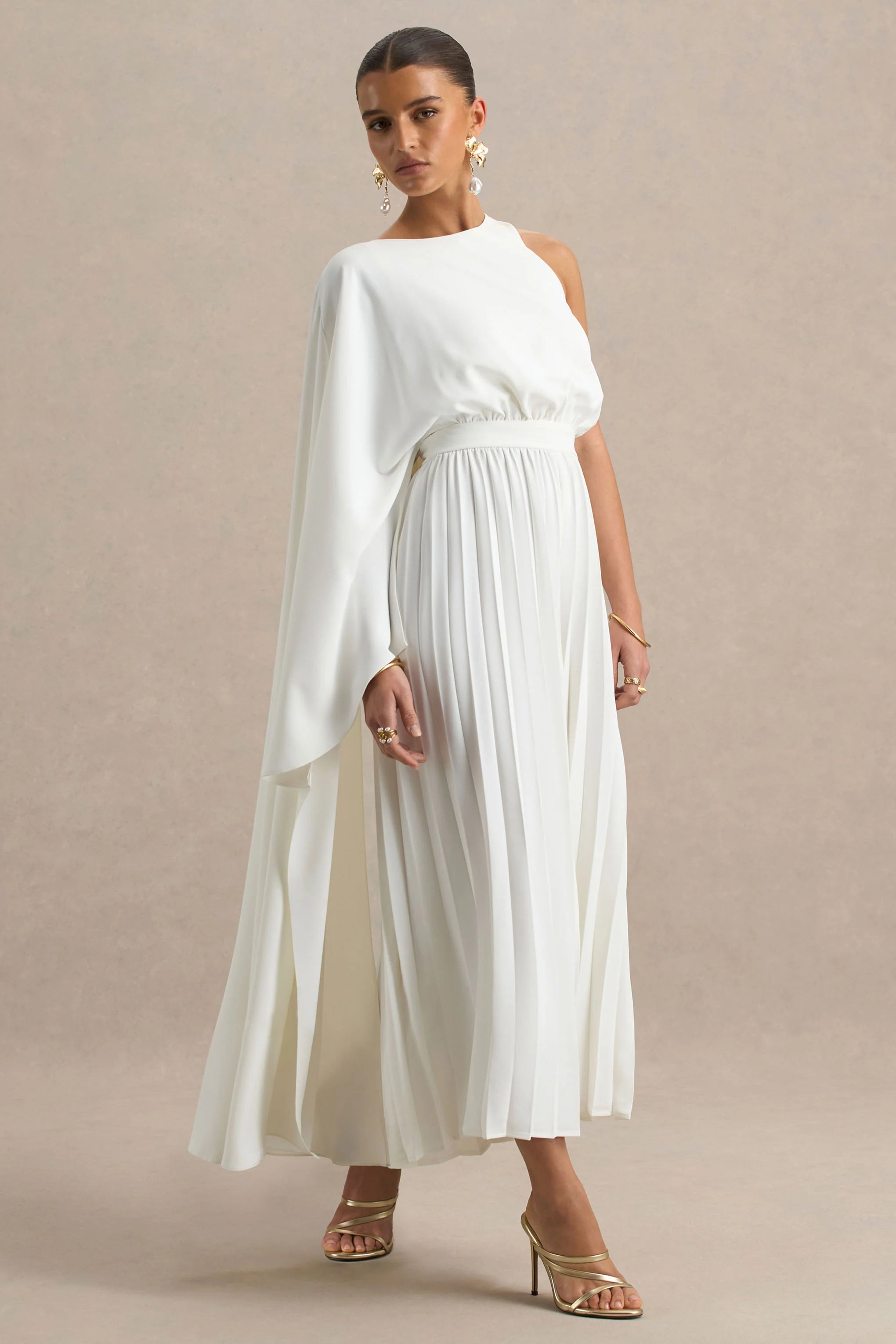 Paradise White Cape Sleeve Jumpsuit
