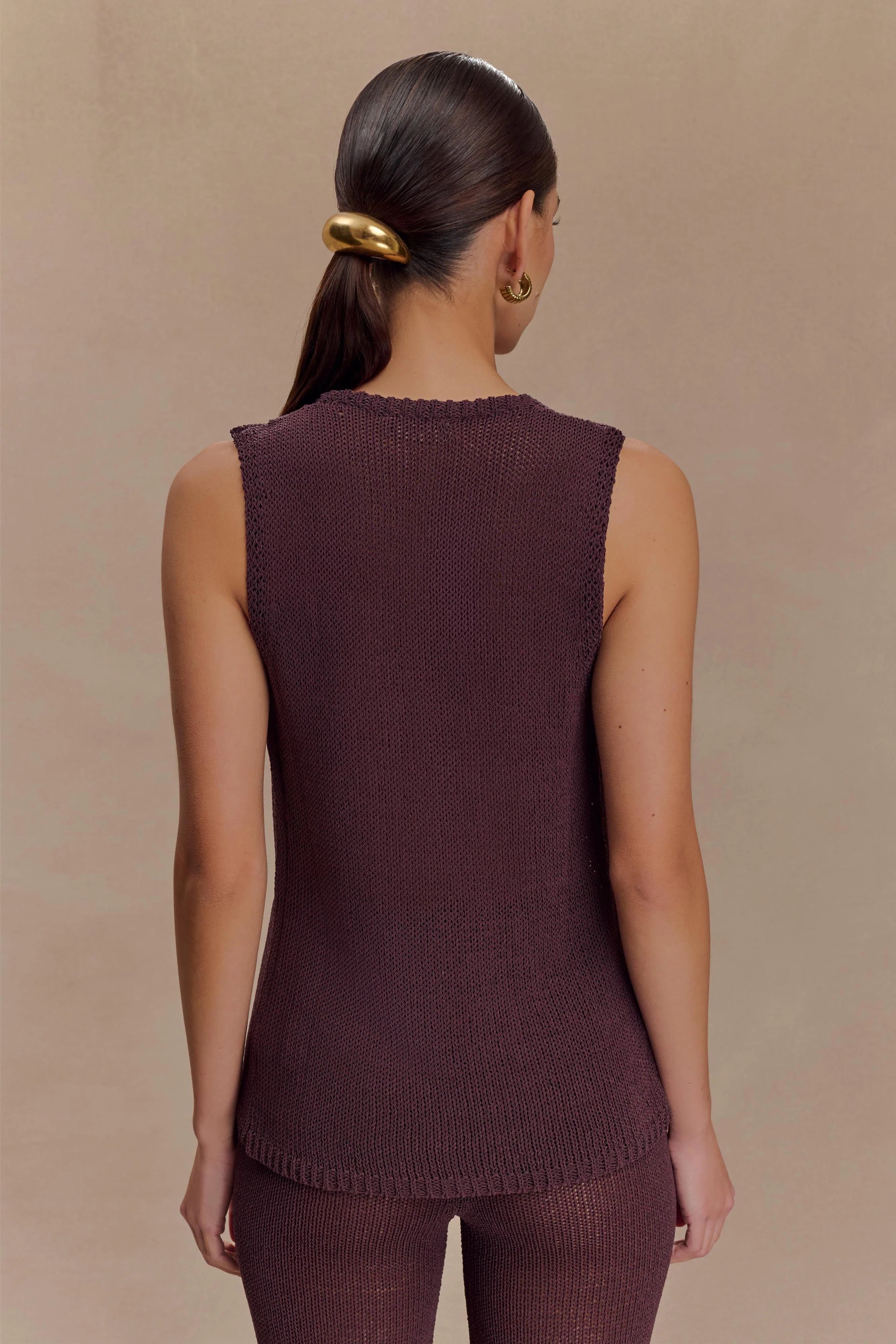 Malani Knit Top With Hardware Chocolate