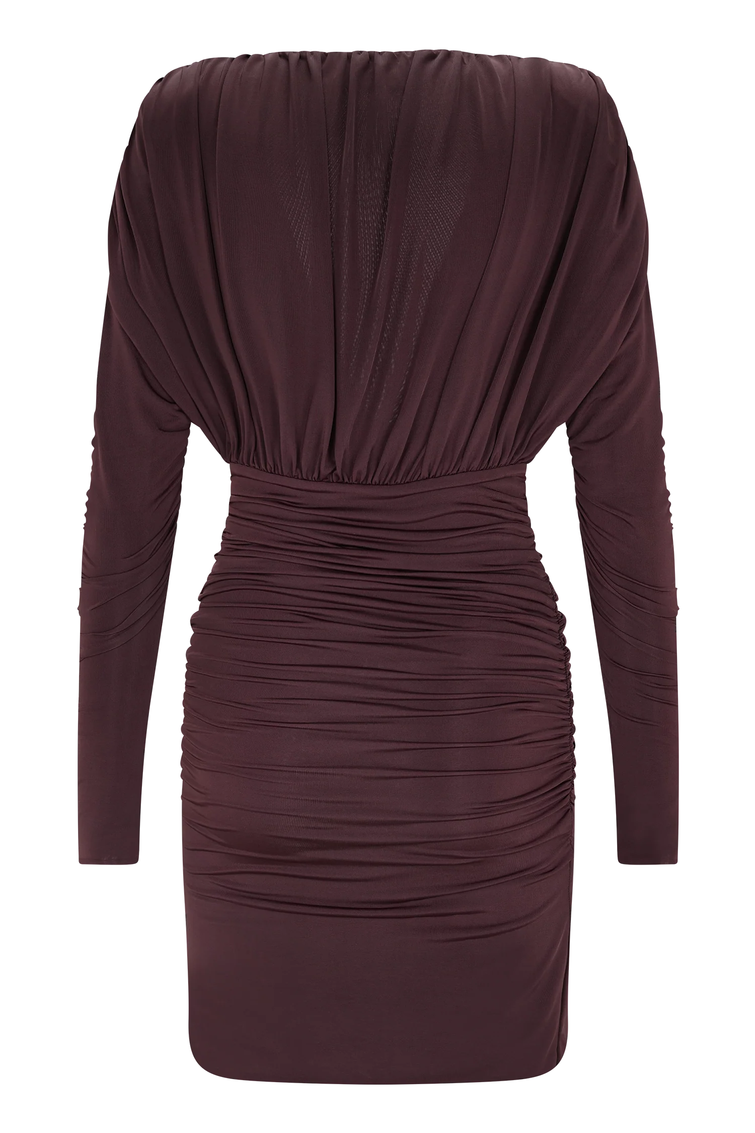 Hayden Long Sleeve Plunge Mini Dress Burgundy