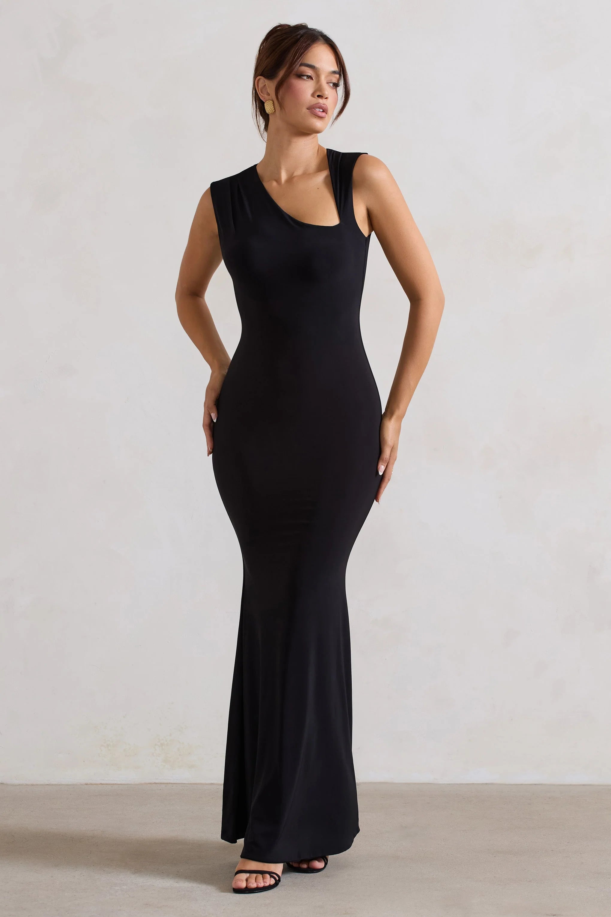 Behind The Scenes Black Sleeveless Cut Out Maxi Dress