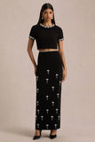 Aven Black Hand Embellished Maxi Skirt