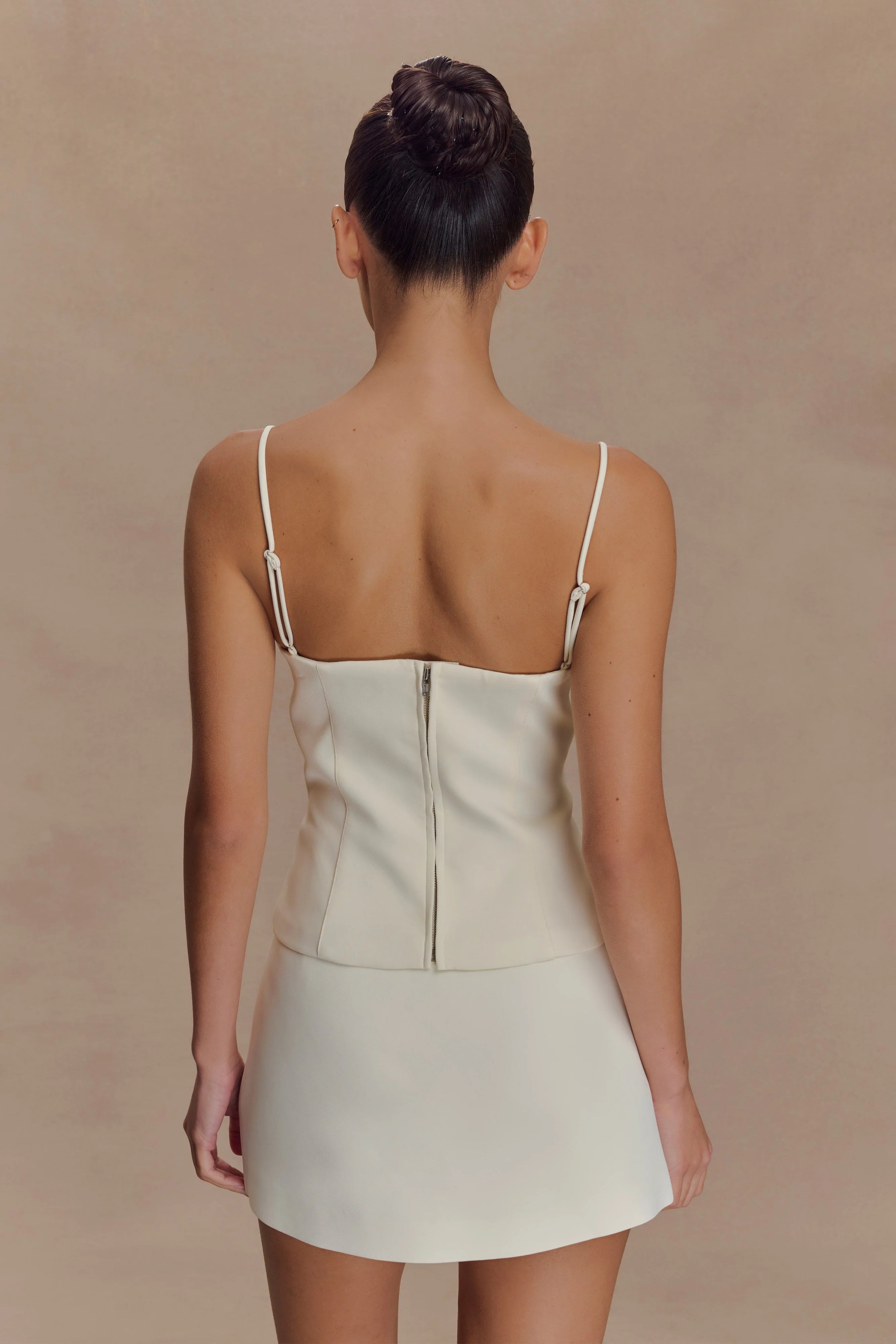 Jaime Spaghetti Strap Suiting Top Ivory