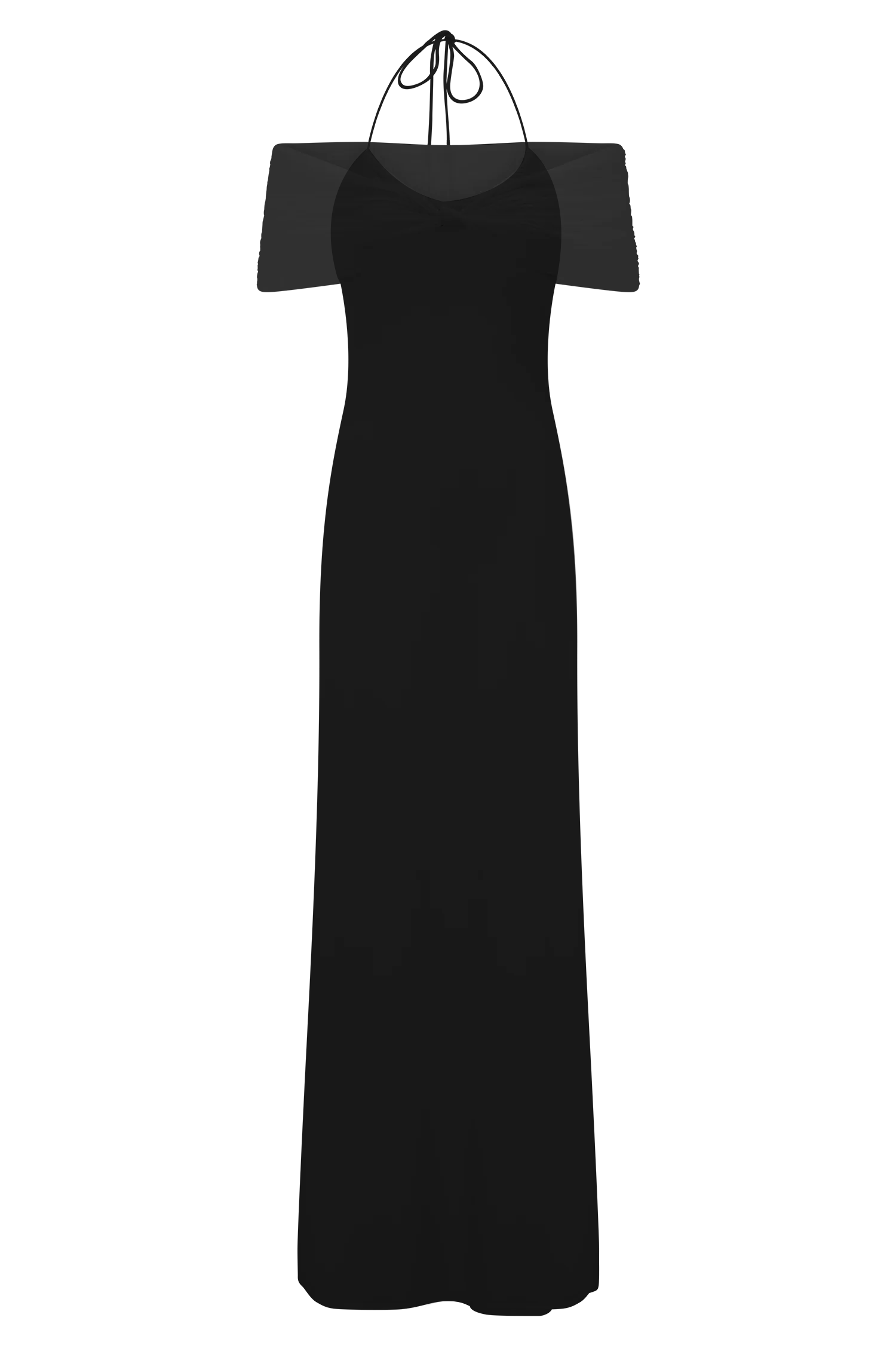 Bernadina Mesh And Slinky Halter Maxi Dress Black