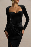 Fay Black Velvet Corset Style Knot Maxi Dress