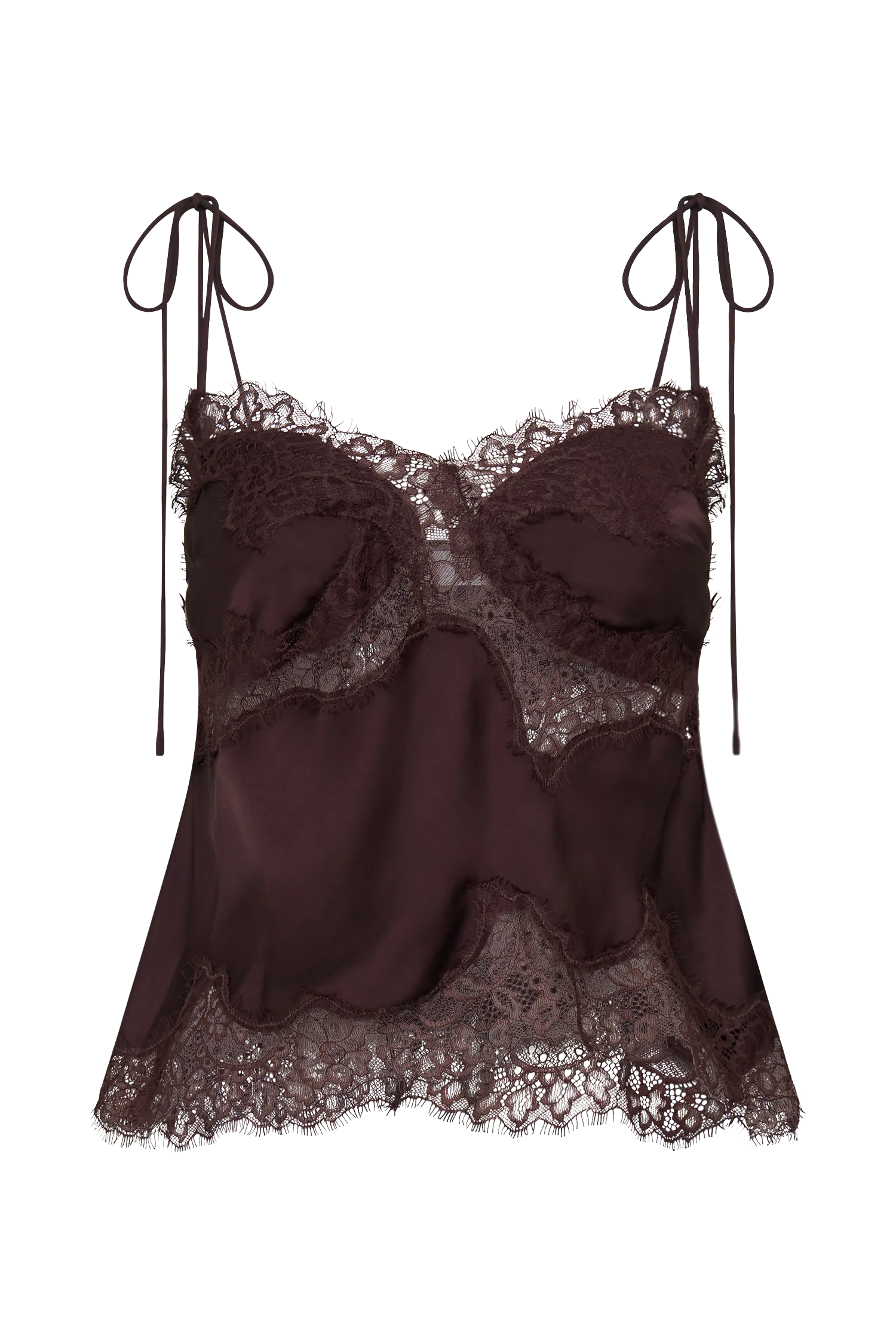 Nina Satin And Lace Camisole Chocolate