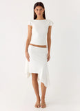 Maxina Asymmetrical Midi Skirt White