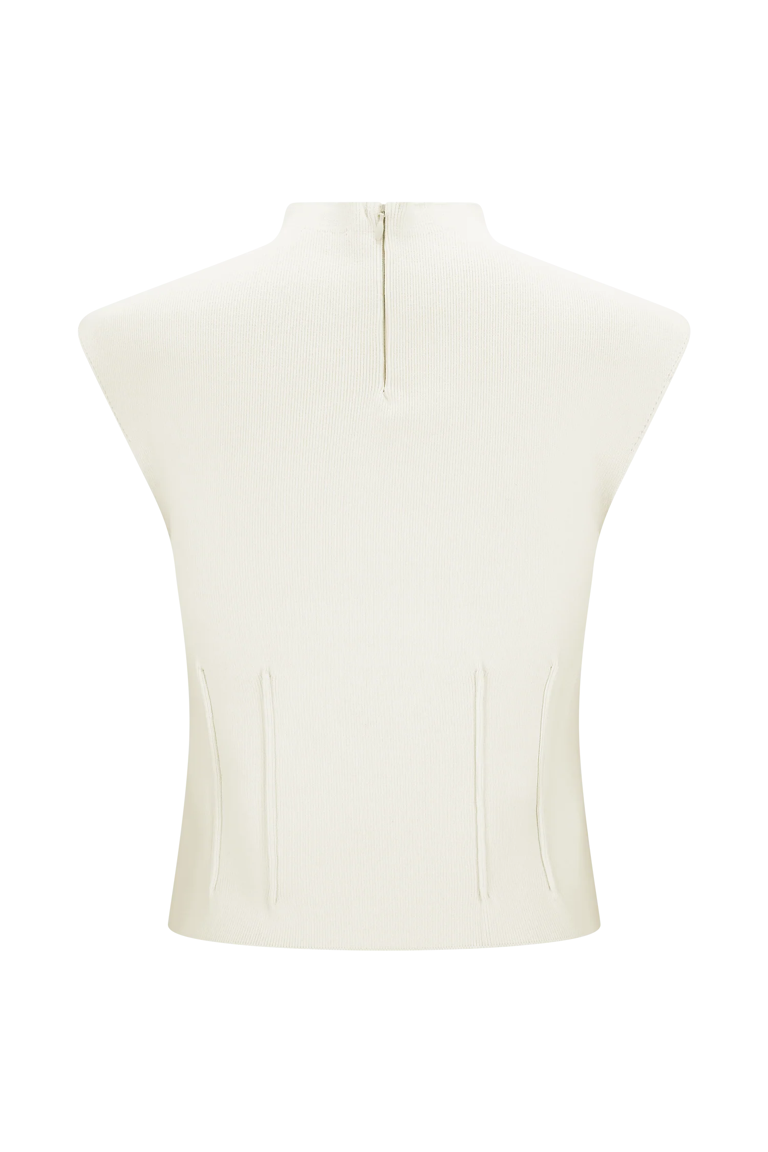 Romaine High Neck Bandage Knit Top Ivory
