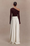 Maelle Off Shoulder Long Sleeve Top Deep Chocolate