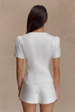 Anne Short Sleeve Satin Top White
