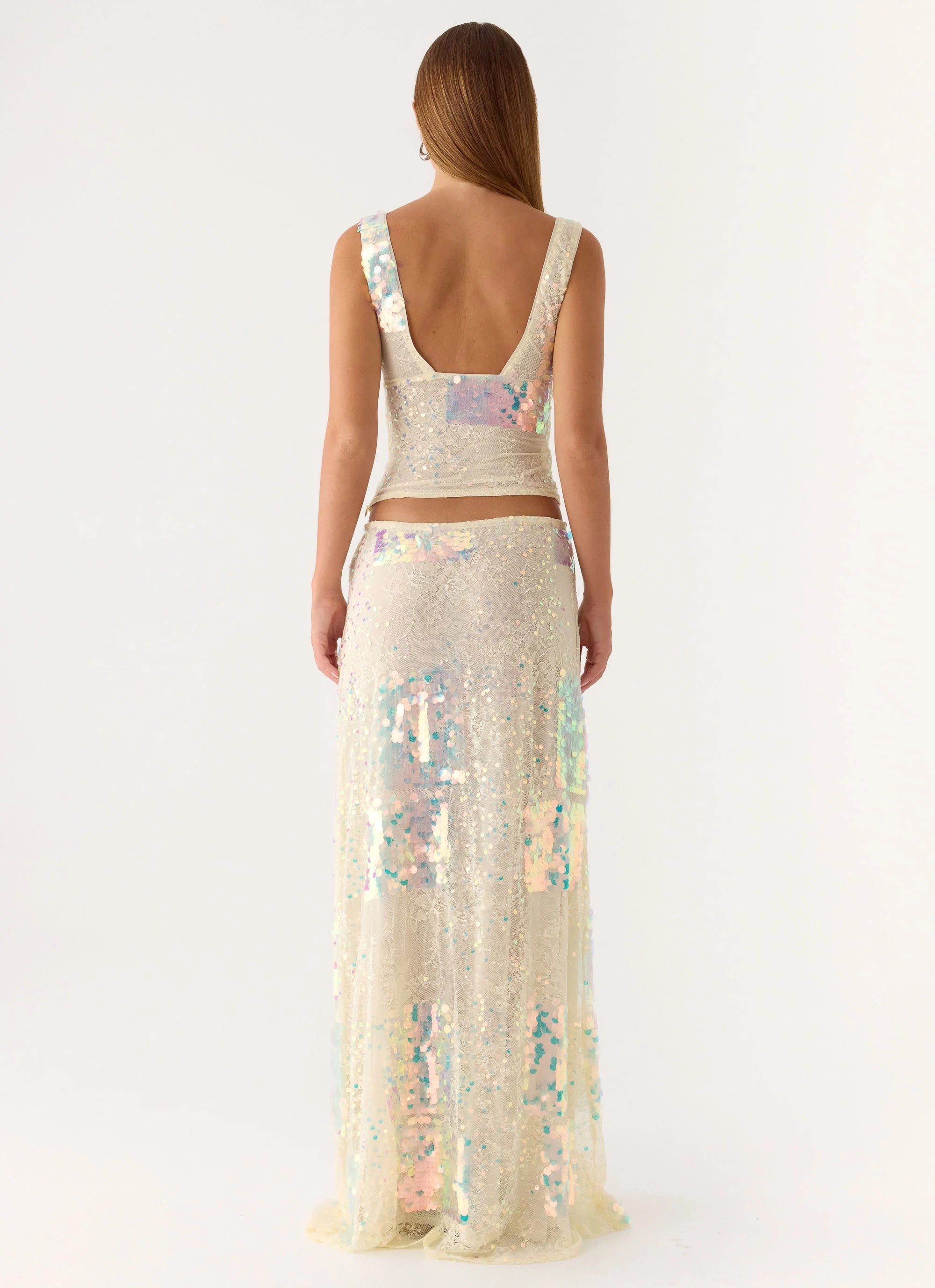 Erinah Sequin Maxi Skirt Yellow
