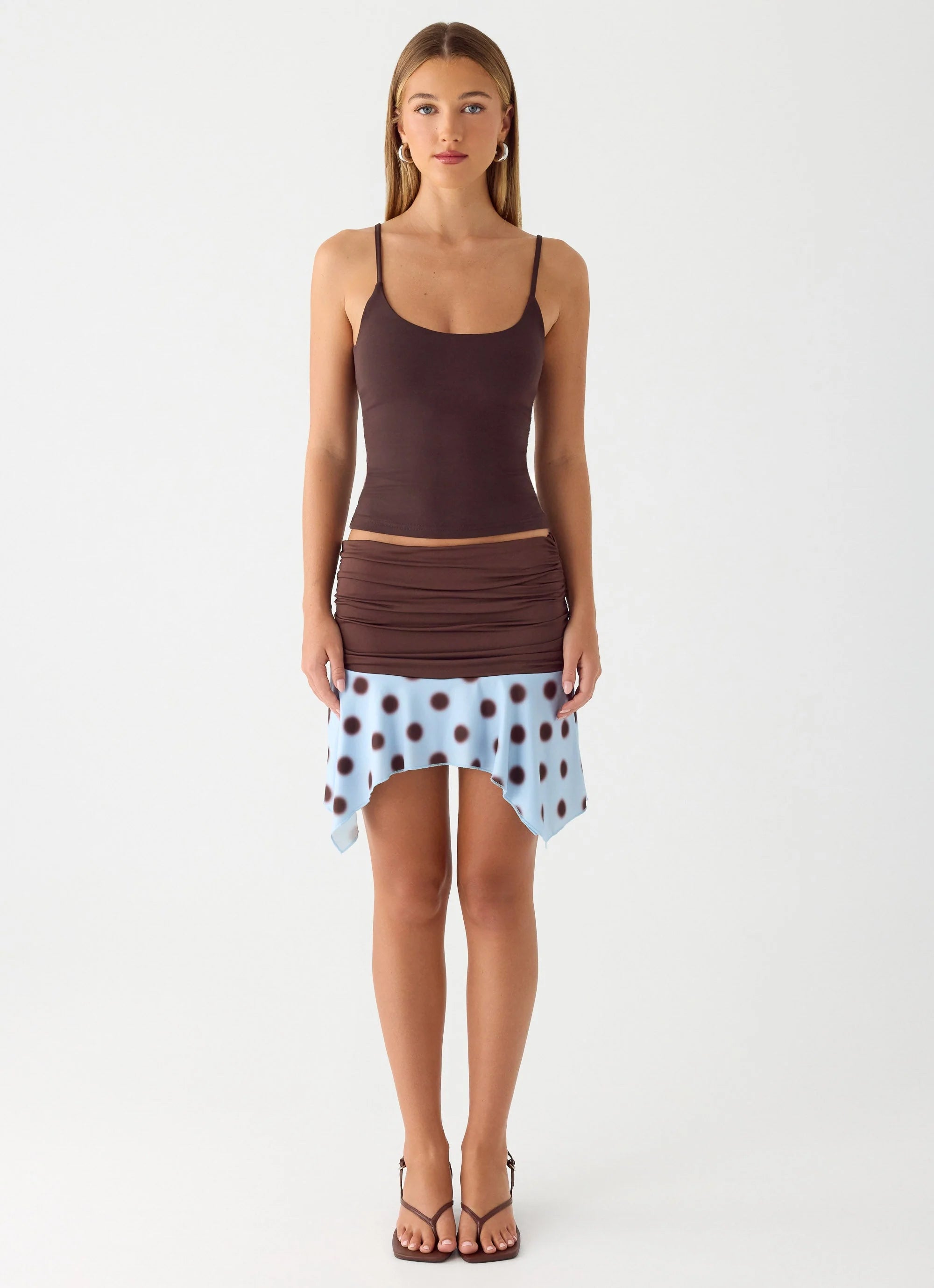 Being With You Mini Skirt Blue Mocha Dot