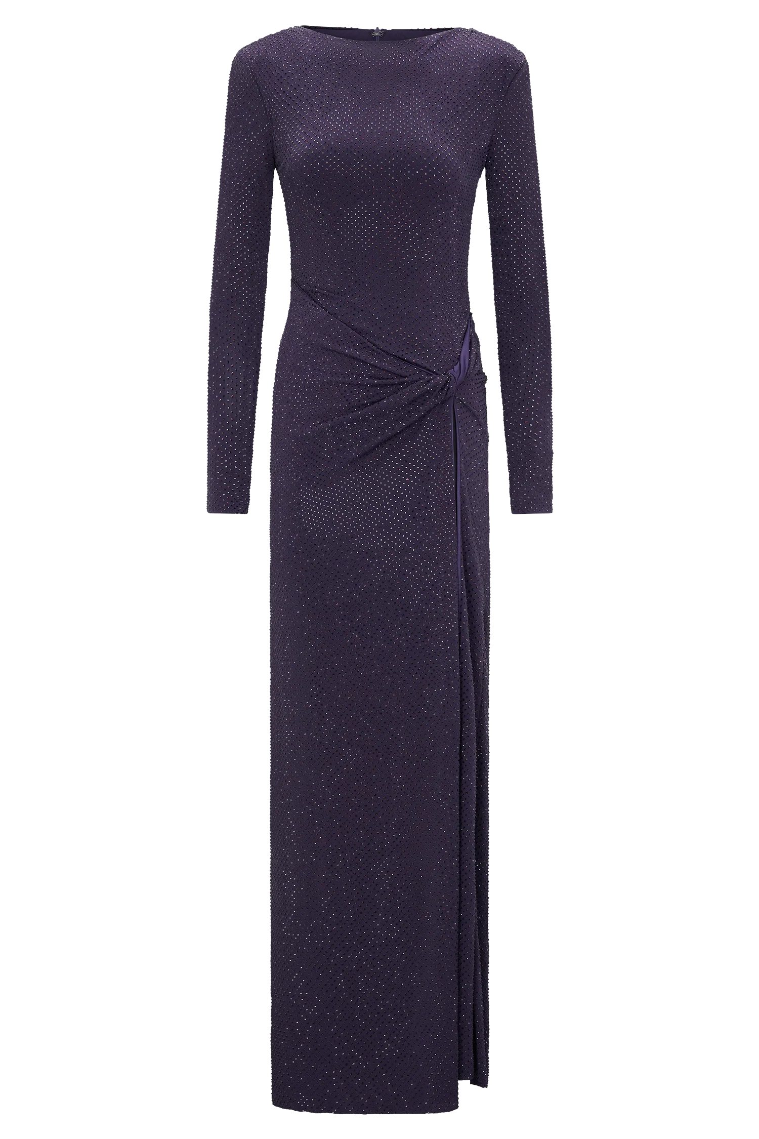Deanna Long Sleeve Diamante Maxi Dress Purple