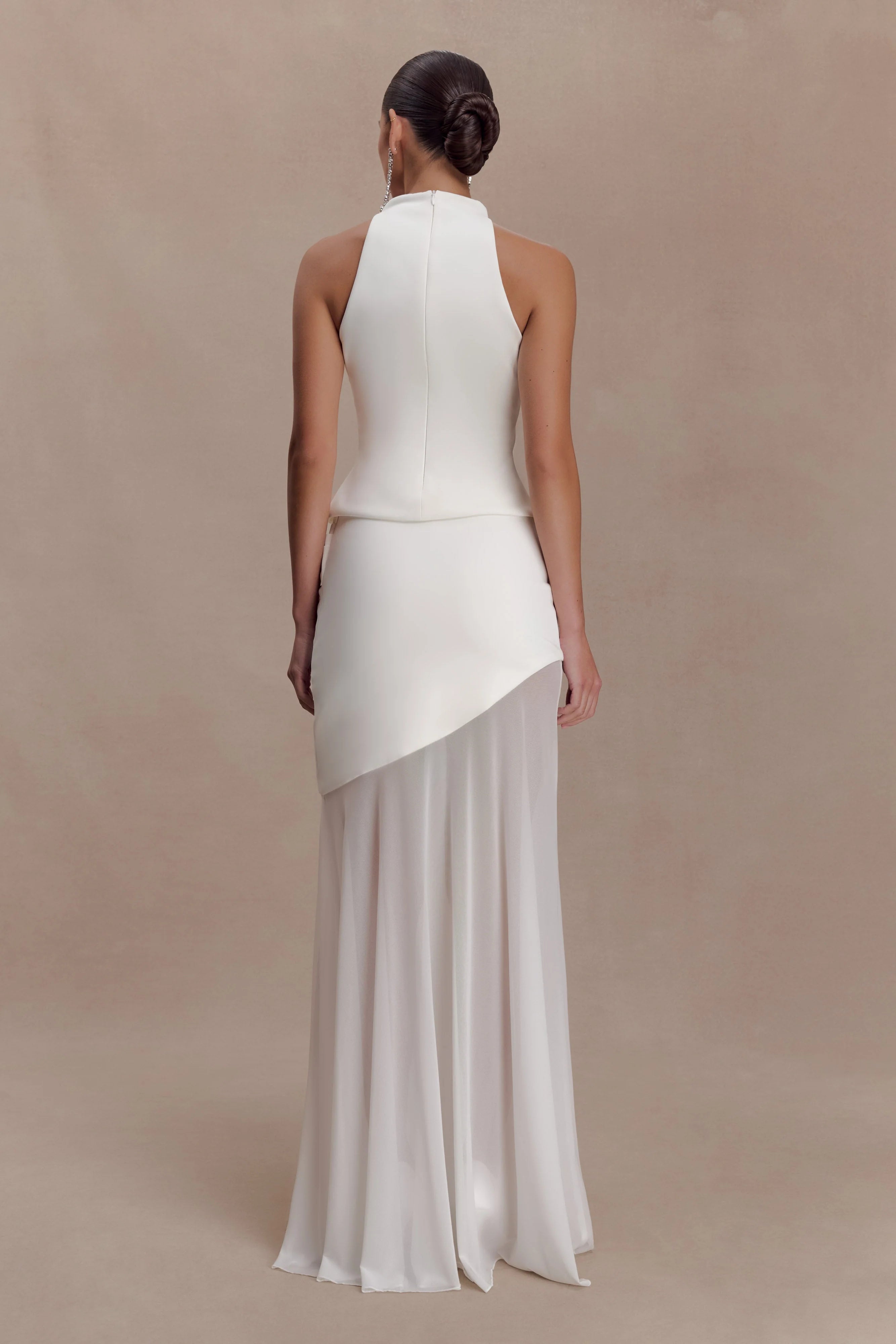 Portia Scuba And Mesh Maxi Skirt White