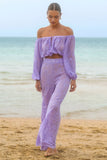 Fantini Lilac Broidery Wide Leg Trousers