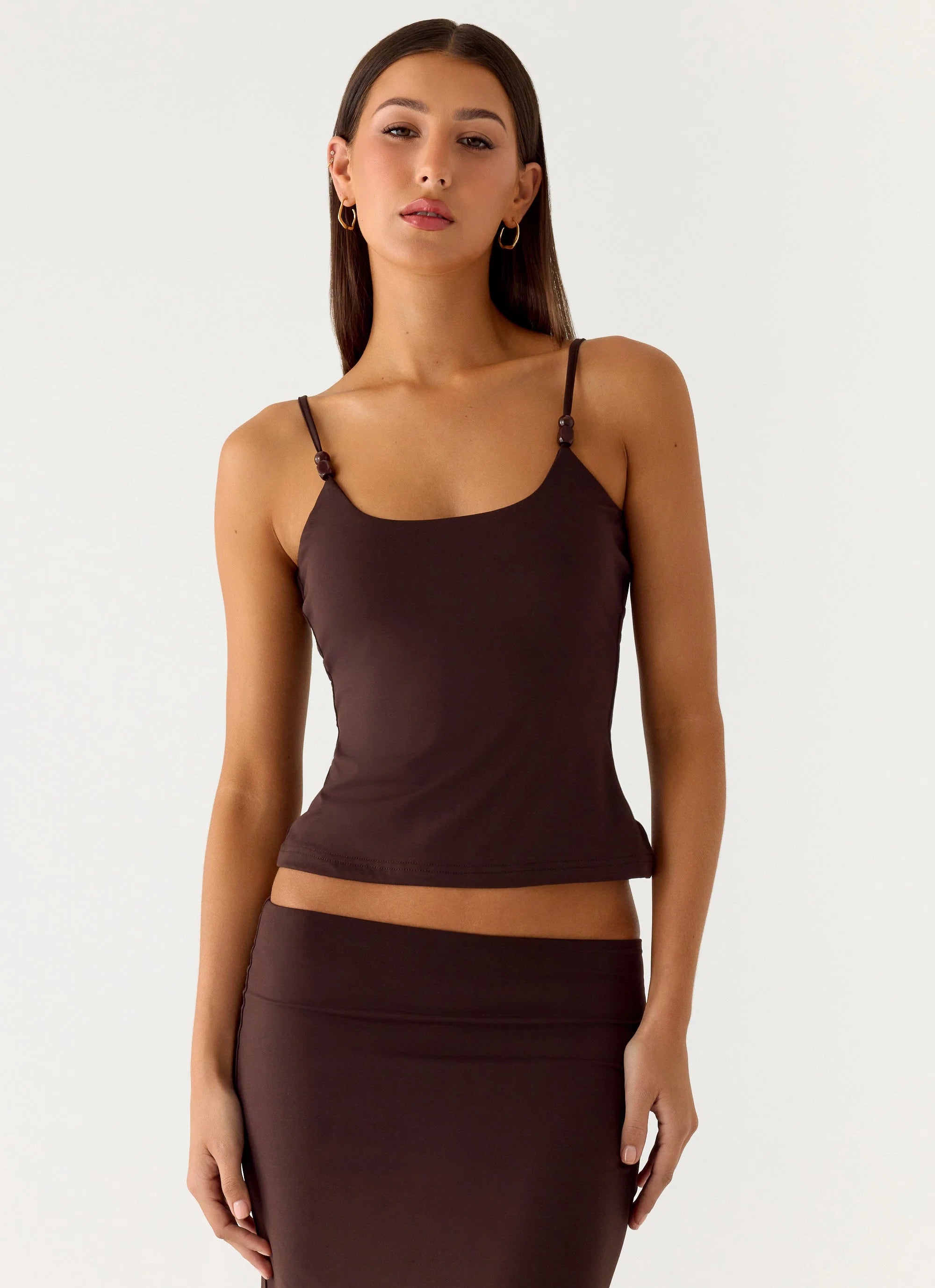 Garrix Bead Cami Top Chocolate