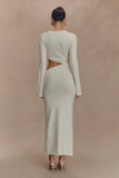 Azariah Long Sleeve Knit Midi Dress Ivory