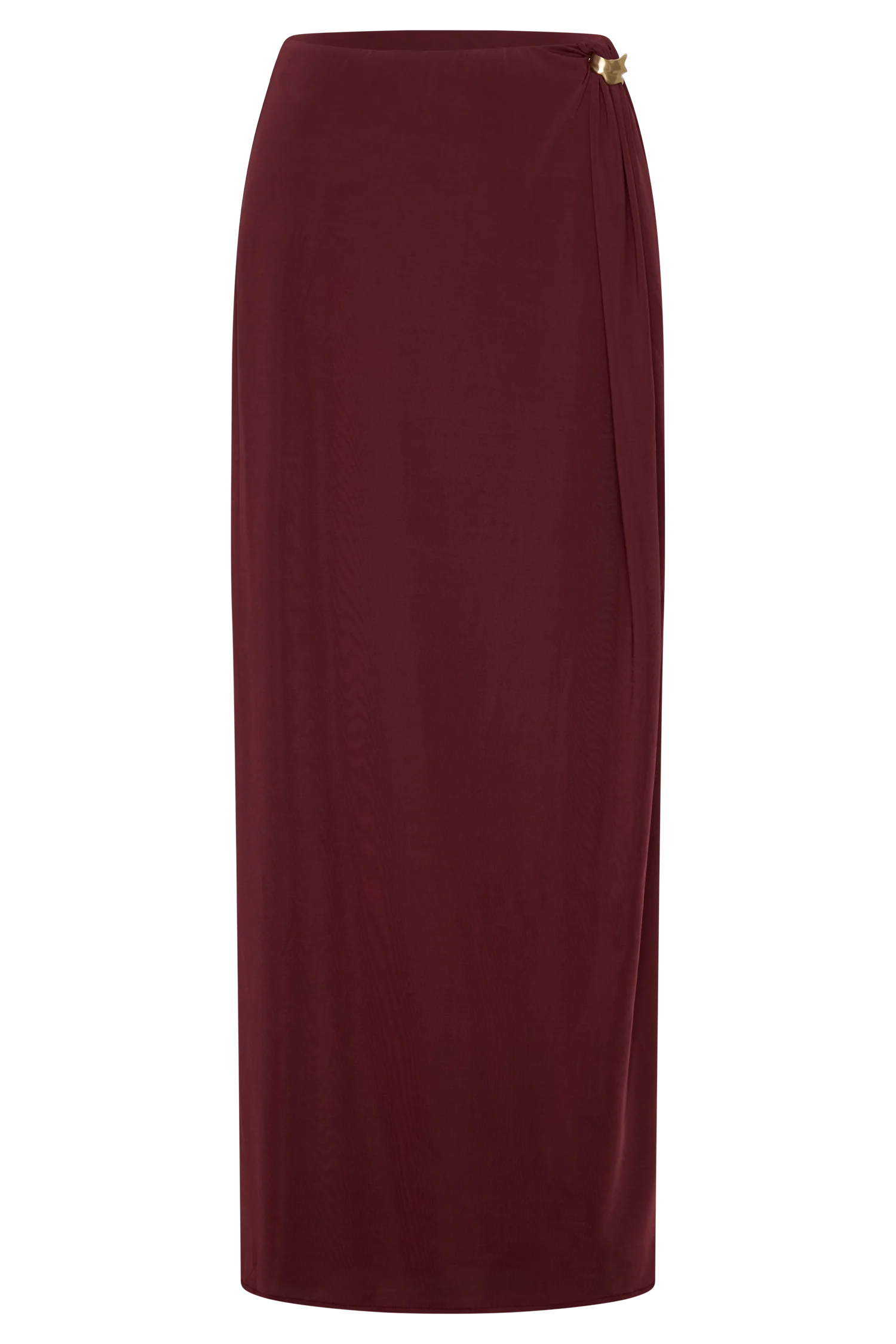 Bridget Slinky Maxi Skirt With Hardware Burgundy