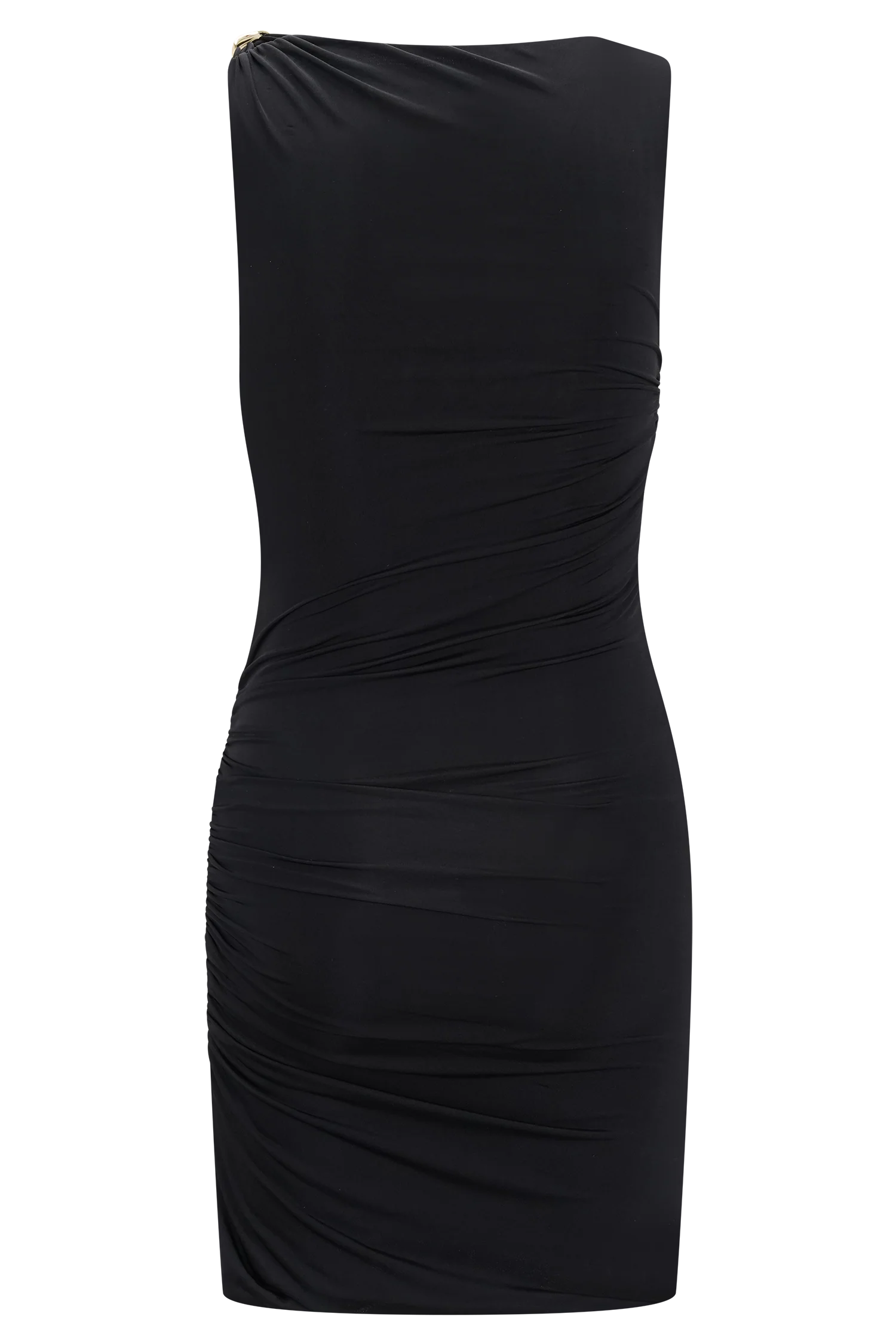 Amia Slinky Sleeveless Mini Dress With Hardware Black