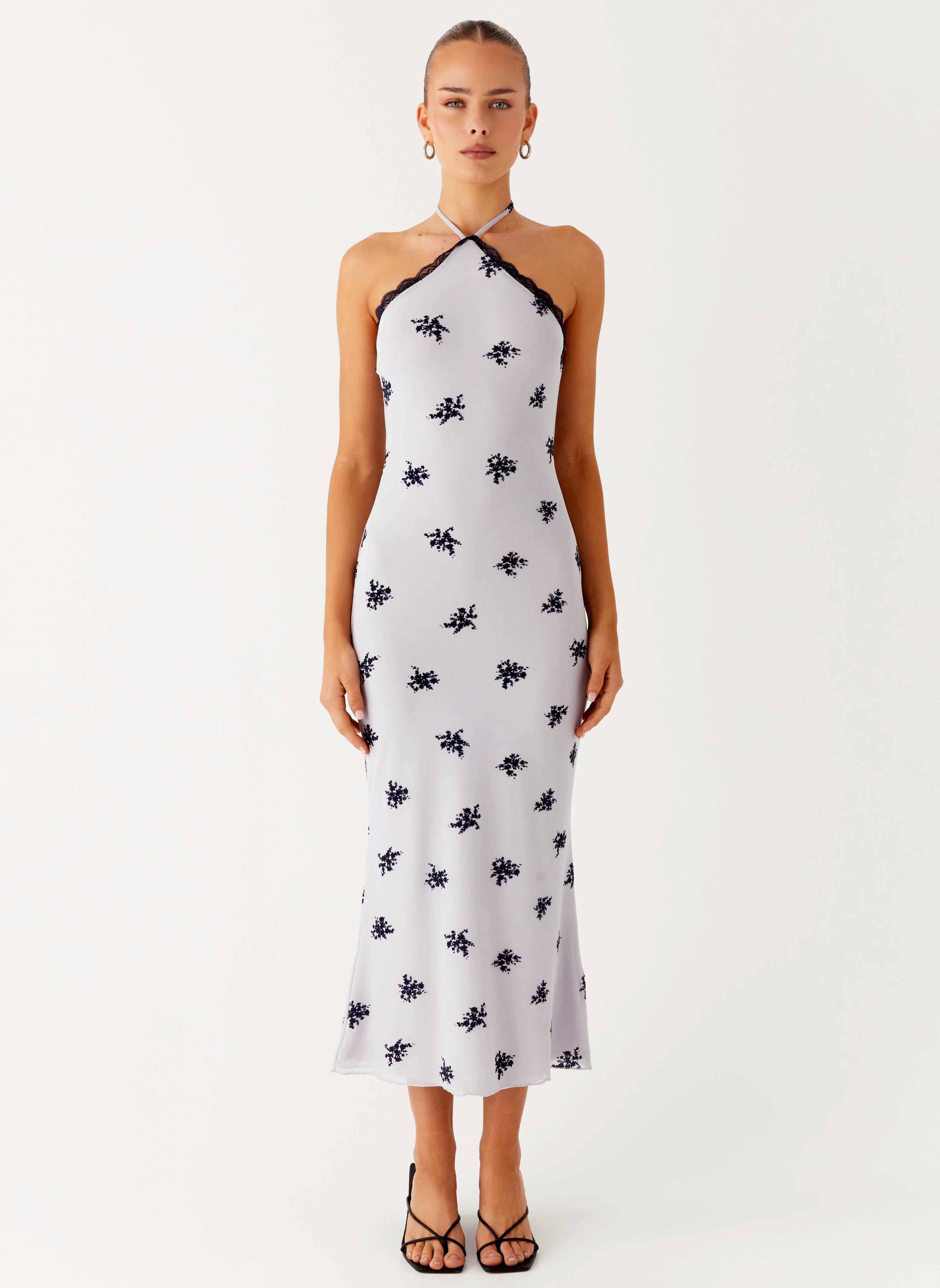 Nestel Flock Halter Midi Dress Lilac