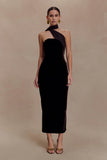 Mattea Velvet Midi Dress With Scarf Chocolate