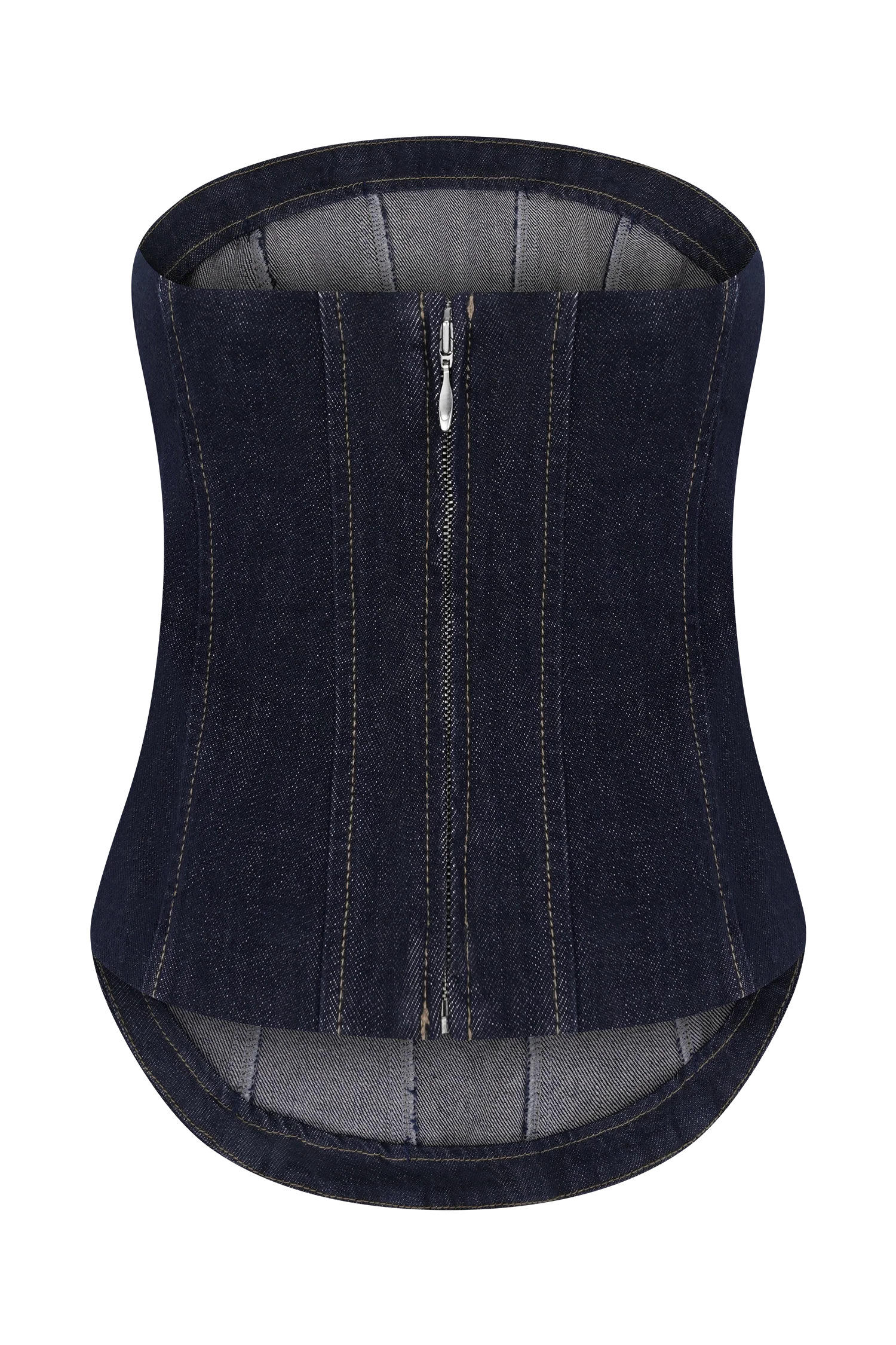 Monte Strapless Denim Corset Washed Indigo Blue
